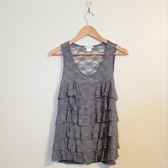 Ruffle Layered Slate Medium Blouse - Picture 5 of 5